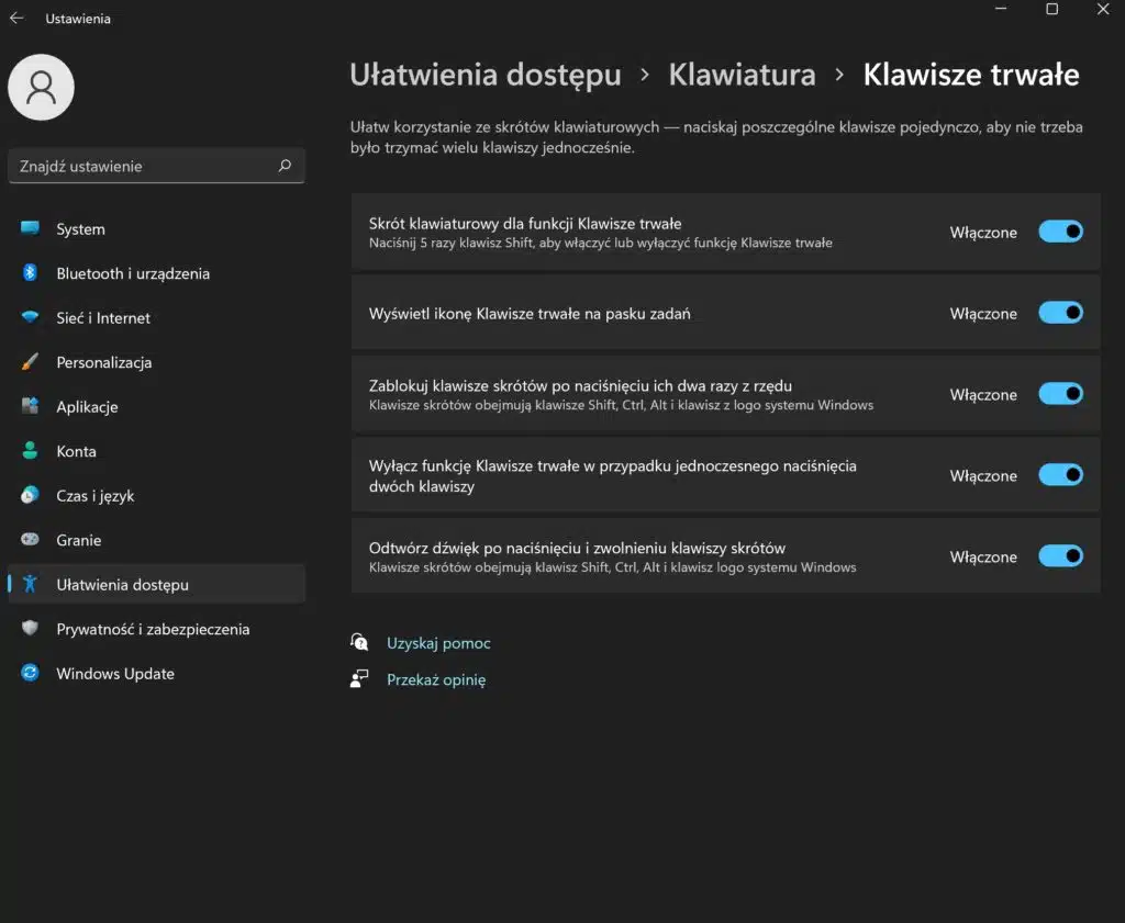 Jak wyłączyć klawisze trwałe
